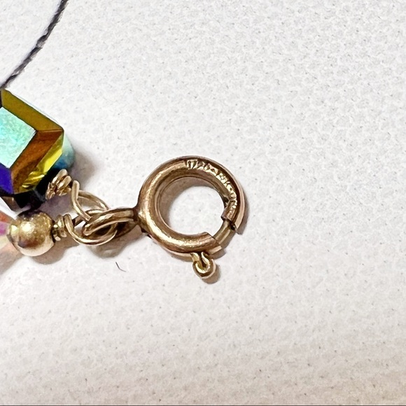 Rainbow Swarovski Crystal Cubes Gold Bracelet - Picture 3 of 4